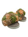 Inuikii Shoe Size 38 Beige, Pink, Green Paper Suede Rubber Pom Pom Mule Sandals Beige, Pink, Green / 38