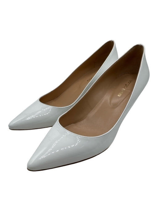 Sergio Rossi Shoe Size 38 White Patent Leather Pointed Toe Kitten Heel Pumps White / 38