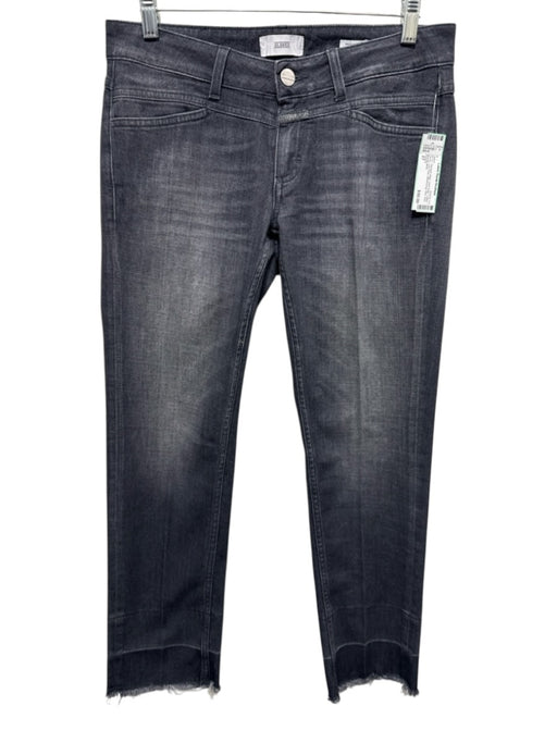 Closed Size 27 Dark Gray Cotton Denim Low Rise Whiskering Raw Hem Jeans Dark Gray / 27