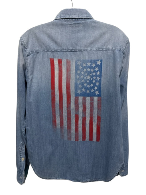 Mother Size Small Red, Blue, White Cotton Long Sleeve American Flag Top Red, Blue, White / Small