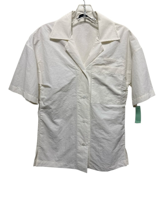 Christopher Esber Size 4 White Nylon Blend Short Sleeve Button Front Collar Top White / 4