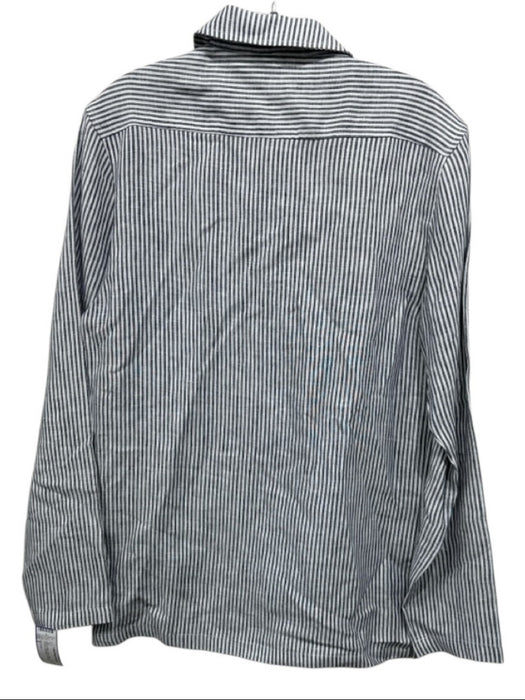 Alex Crane Size S Black & White Linen Button Up Striped Pockets Long Sleeve Top Black & White / S