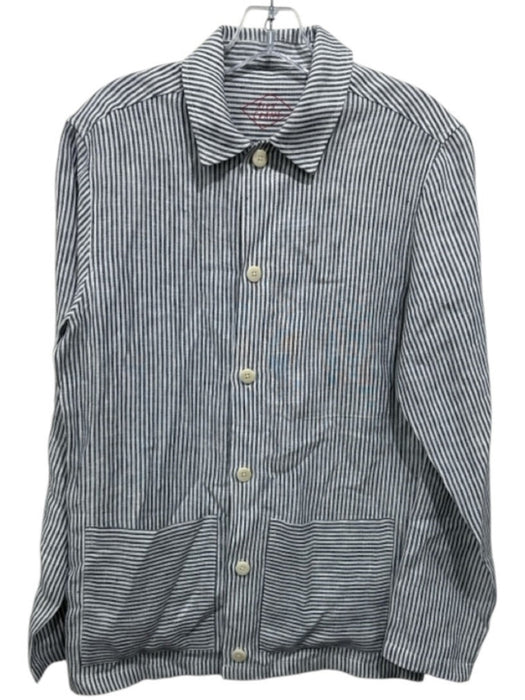 Alex Crane Size S Black & White Linen Button Up Striped Pockets Long Sleeve Top Black & White / S