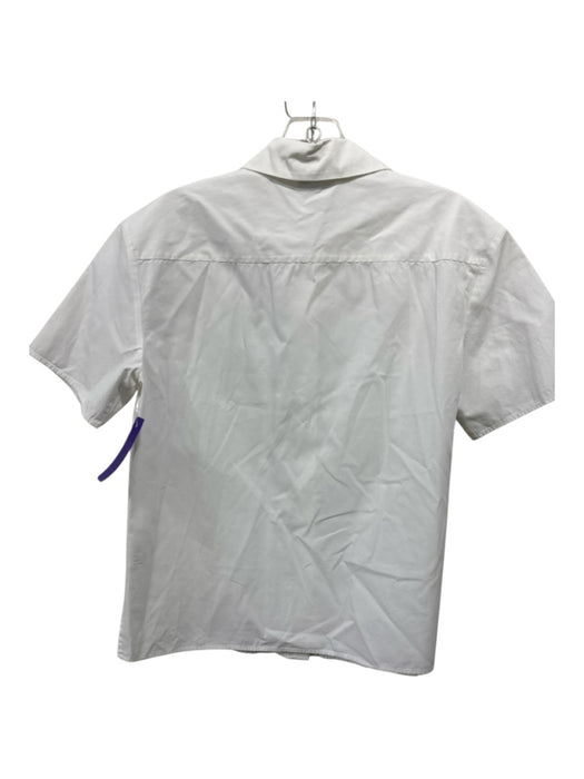 Iris & Ink Size 2 White Cotton Button Up Short Sleeve Collar Top White / 2
