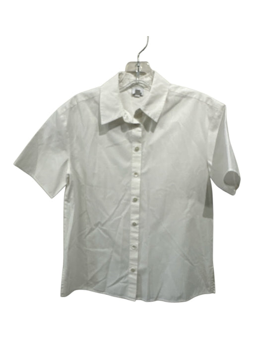 Iris & Ink Size 2 White Cotton Button Up Short Sleeve Collar Top White / 2