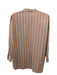 Oroton Size 6 Brown, White, Multi Cotton Striped Button Up Breast Pockets Top Brown, White, Multi / 6