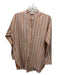 Oroton Size 6 Brown, White, Multi Cotton Striped Button Up Breast Pockets Top Brown, White, Multi / 6