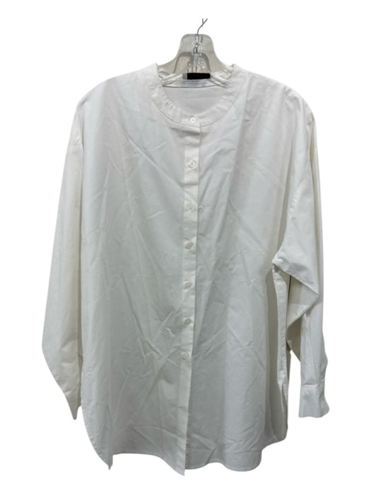 Olive Size L White Cotton Button Up Long Sleeve Top White / L