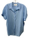 XiRENA Size S Blue Cotton Button Up Short Sleeve Collar Top Blue / S