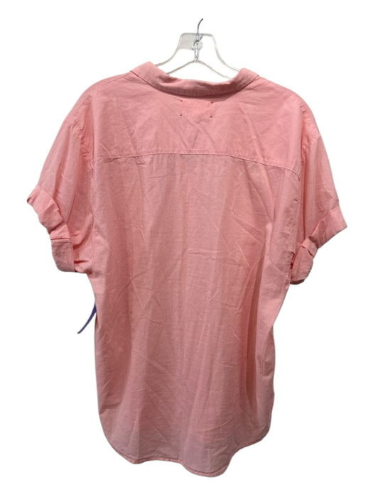 XiRENA Size S Salmon Cotton Button Up Short Sleeve Collar Top Salmon / S