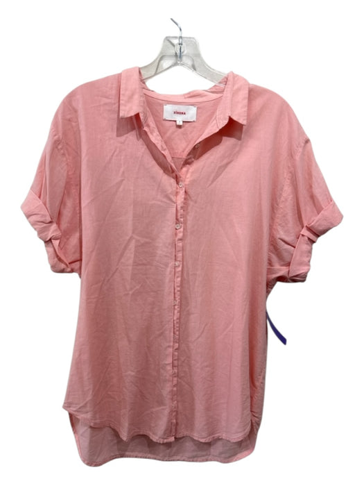 XiRENA Size S Salmon Cotton Button Up Short Sleeve Collar Top Salmon / S