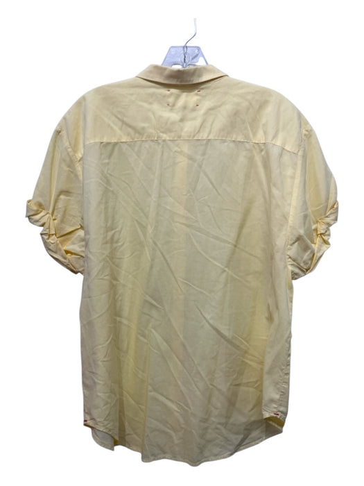 XiRENA Size S Yellow Cotton Button Up Short Sleeve Collar Top Yellow / S