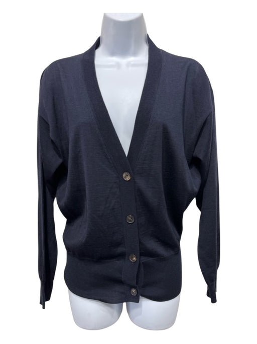 The Row Size S Navy Blue Cashmere & Silk Button Up Long Sleeve Knit Cardigan Navy Blue / S