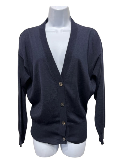 The Row Size S Navy Blue Cashmere & Silk Button Up Long Sleeve Knit Cardigan Navy Blue / S