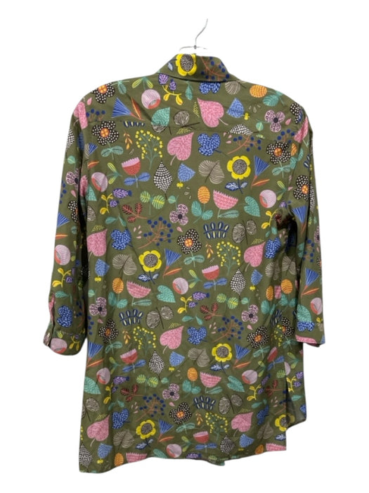 CamicettaSnob Size M Green, Blue, Multi floral print Button Up Long Sleeve Top Green, Blue, Multi / M