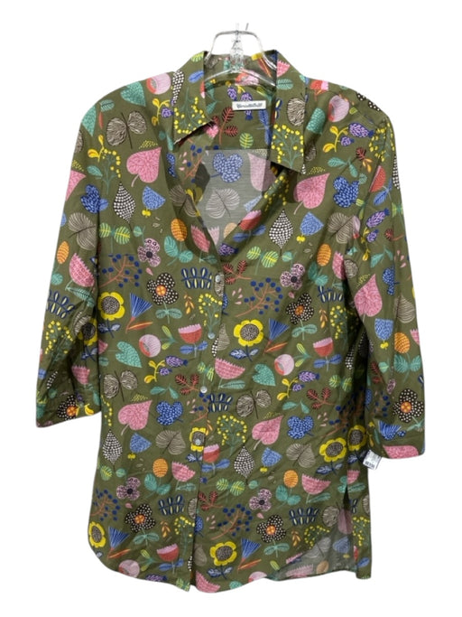 CamicettaSnob Size M Green, Blue, Multi floral print Button Up Long Sleeve Top Green, Blue, Multi / M