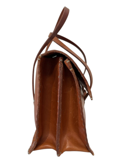 Henry Cuir Brown Leather Flap Closure 2 handles Inner Pocket Bag Brown / S