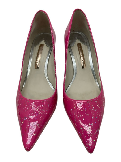 Sophia Webster Shoe Size 38 Pink Print Patent Leather Glitter Pointed Toe Pumps Pink Print / 38