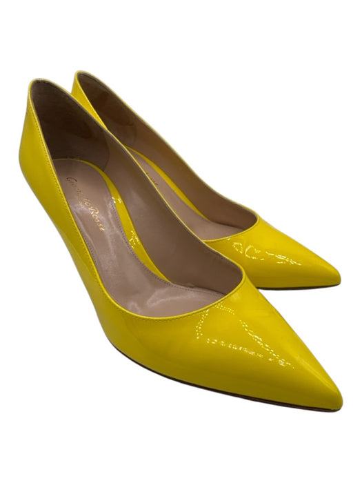 Gianvito Rossi Shoe Size 38 Yellow Patent Leather Pointed Toe Mid Heel Pumps Yellow / 38