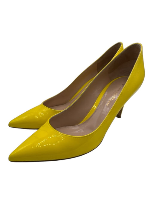 Gianvito Rossi Shoe Size 38 Yellow Patent Leather Pointed Toe Mid Heel Pumps Yellow / 38