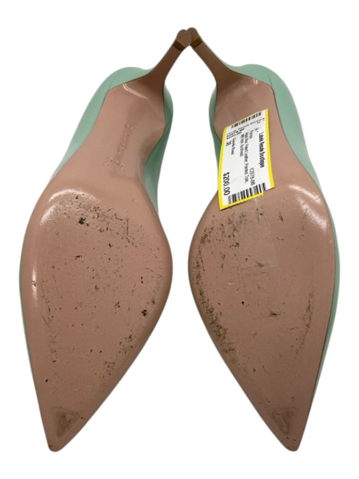Gianvito Rossi Shoe Size 38 Aqua Blue Patent Leather Pointed Toe Mid Heel Pumps Aqua Blue / 38