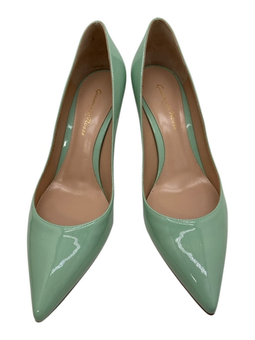 Gianvito Rossi Shoe Size 38 Aqua Blue Patent Leather Pointed Toe Mid Heel Pumps Aqua Blue / 38