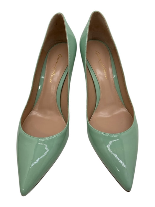 Gianvito Rossi Shoe Size 38 Aqua Blue Patent Leather Pointed Toe Mid Heel Pumps Aqua Blue / 38