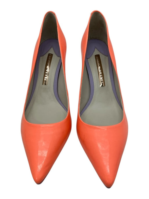 Sophia Webster Shoe Size 38 Coral Orange Patent Leather Pointed Toe Pumps Coral Orange / 38