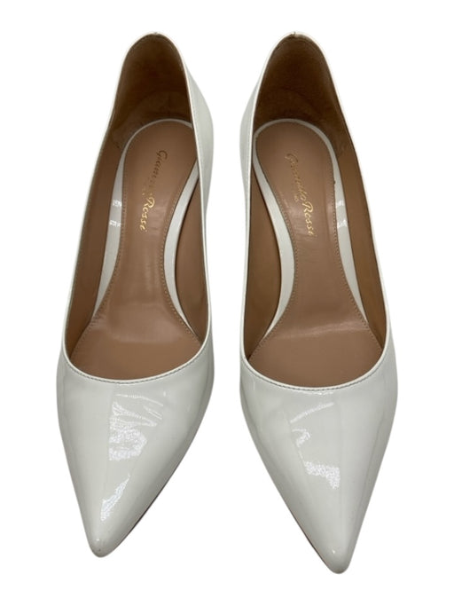 Gianvito Rossi Shoe Size 38 White Patent Leather Pointed Toe Mid Heel Pumps White / 38