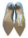 Malone Souliers Shoe Size 38 Light Blue Leather Canvas Embroidered Raffia Pumps Light Blue / 38