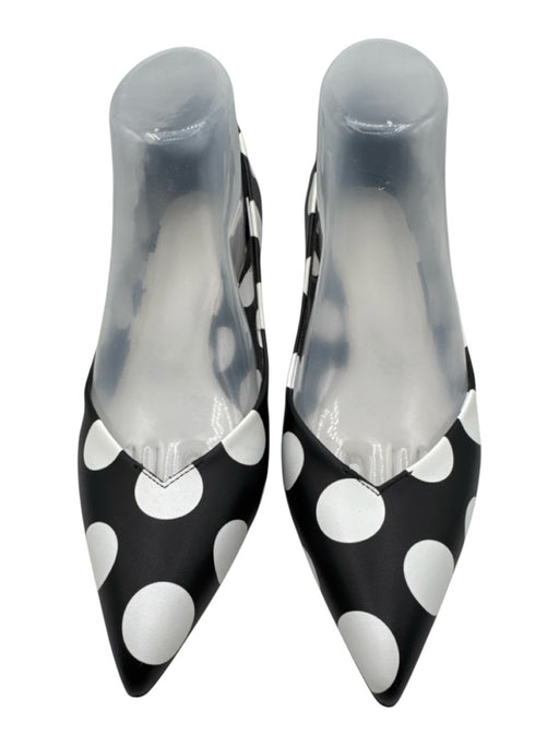 Maison Margiela Shoe Size 38 Black & White Leather Polka Dots Pointed Toe Pumps Black & White / 38