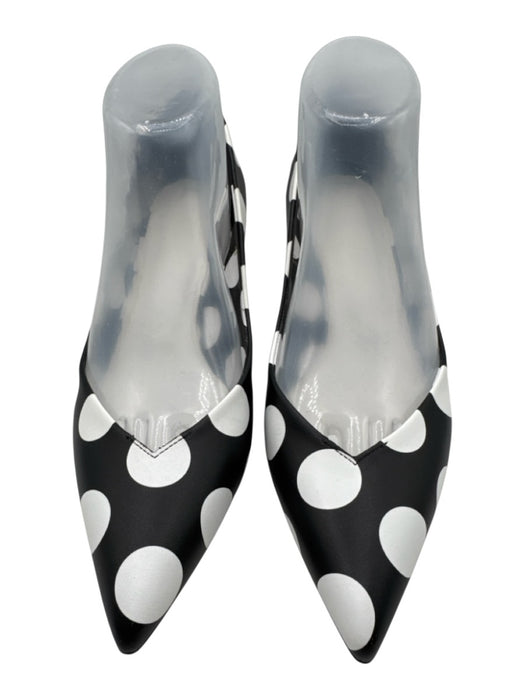 Maison Margiela Shoe Size 38 Black & White Leather Polka Dots Pointed Toe Pumps Black & White / 38