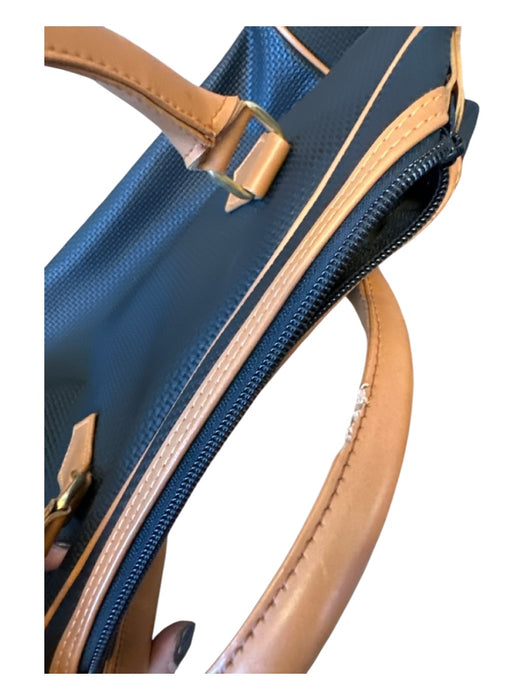 YSL Black & Brown Canvas & Leather Top Handles Zip Close Outer Pockets Bag Black & Brown / M