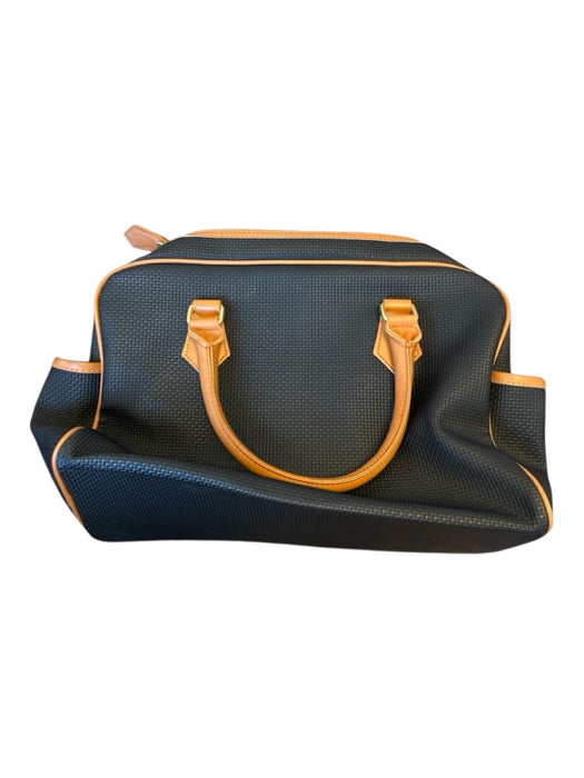 YSL Black & Brown Canvas & Leather Top Handles Zip Close Outer Pockets Bag Black & Brown / M