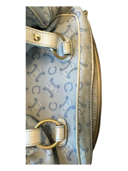 Celine Blue & White Canvas & Leather Logo Top Handle Zip closure GHW Bag Blue & White / M