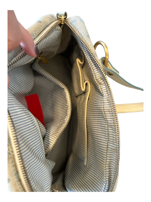 Celine Blue & White Canvas & Leather Logo Top Handle Zip closure GHW Bag Blue & White / M