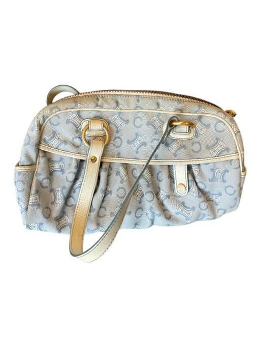 Celine Blue & White Canvas & Leather Logo Top Handle Zip closure GHW Bag Blue & White / M