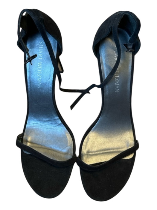 Stuart Weitzman Shoe Size 10.5 Black Suede Stiletto Ankle Strap Sandals Black / 10.5