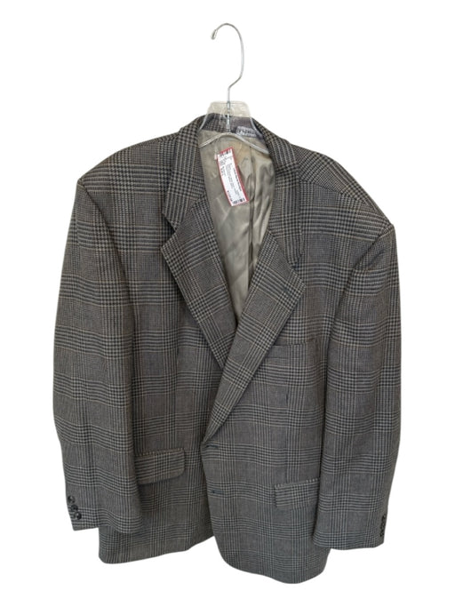 Burberry's Navy & Brown Wool Plaid 2 Button Men's Blazer Navy & Brown / Est L