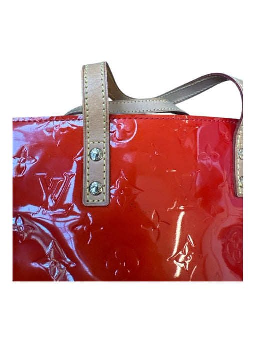 Louis Vuitton Red & Tan Patent Leather Monogram Top Handles Rectangle Bag Red & Tan / M