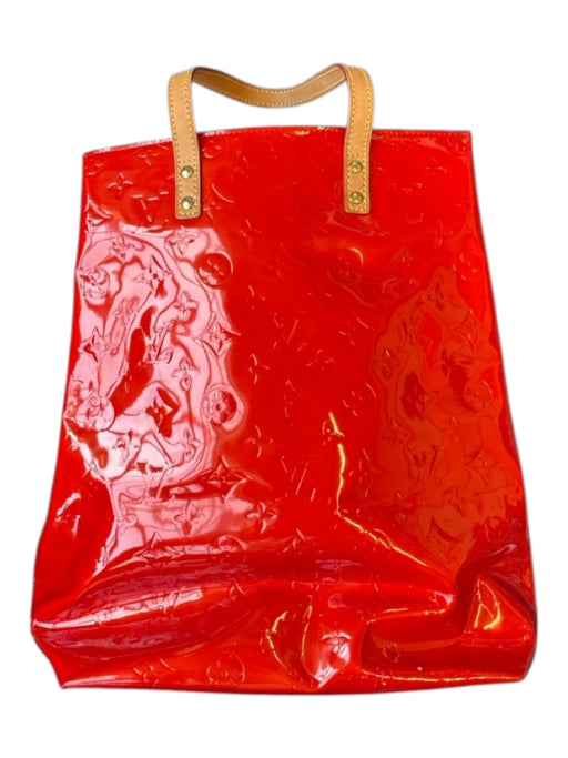 Louis Vuitton Red & Tan Patent Leather Monogram Top Handles Rectangle Bag Red & Tan / M