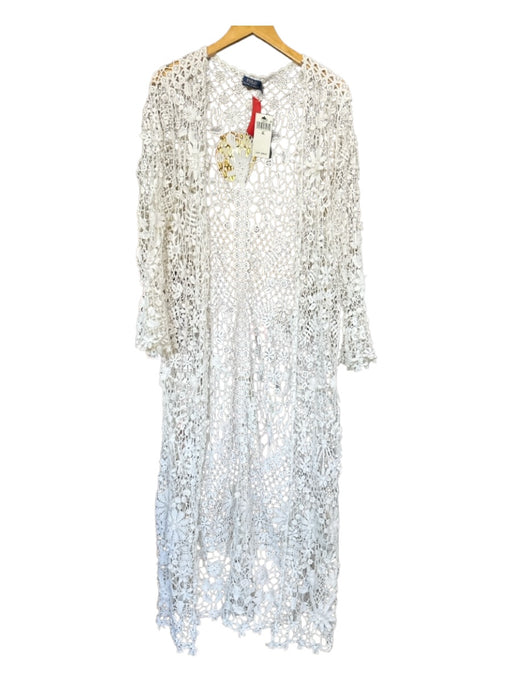 Polo Ralph Lauren Size XL White Cotton Lace Long Sleeve Duster Sweater White / XL