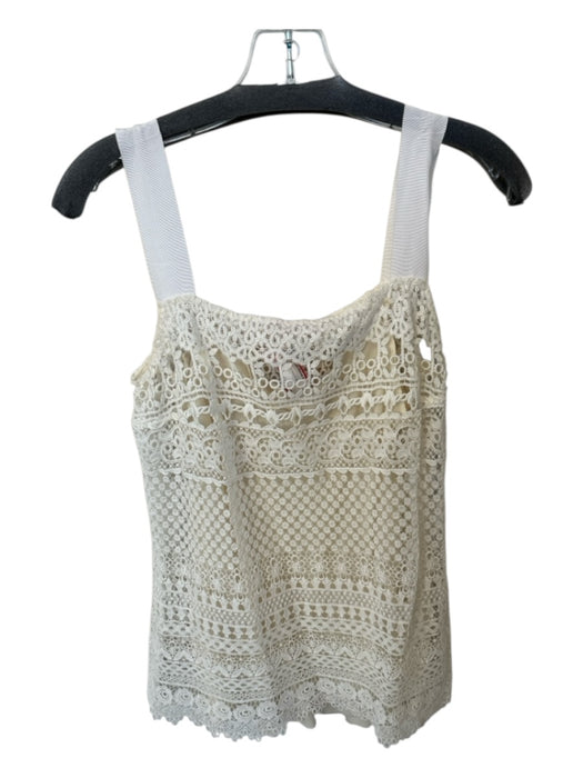 Oscar dela Renta Size 6 White Lace & Silk Sleeveless Slip Inc Top White / 6