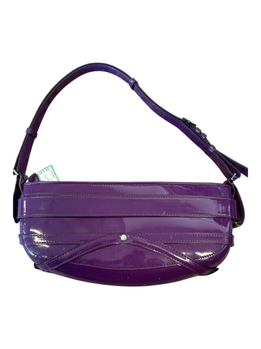 Burberry Purple & Silver Patent Leather Buckles Shoulder Strap Bag Purple & Silver / M