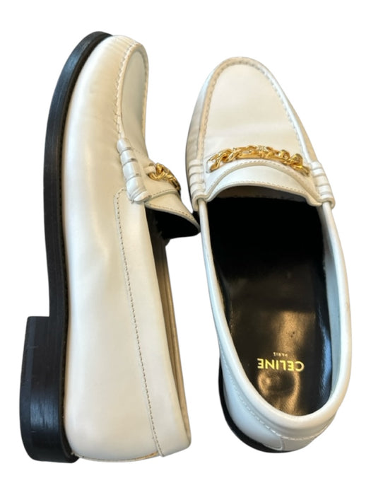 Celine Shoe Size 37 White & Gold Chain Loafers White & Gold / 37