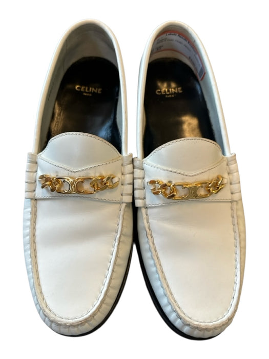 Celine Shoe Size 37 White & Gold Chain Loafers White & Gold / 37