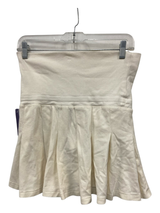Polo Ralph Lauren Size L Ivory Cotton Drawstring Pintuck Above Knee Skirt Ivory / L