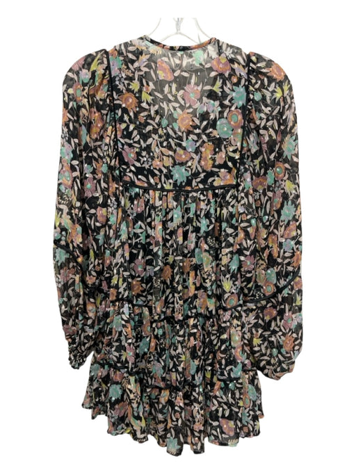 Free People Size XS Black & Multi No Fabric Tag Keyhole Front Floral Dress Black & Multi / XS