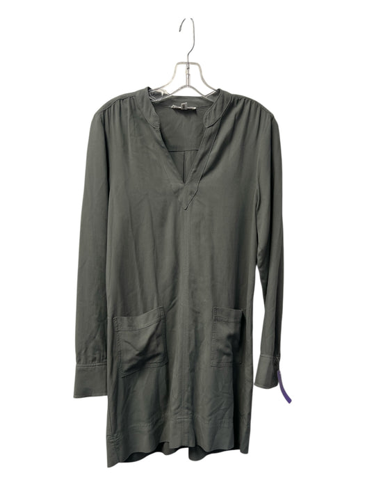 Splendid Size XS Army Fatigue Green Viscose Long Sleeve V Neck Below knee Dress Army Fatigue Green / XS