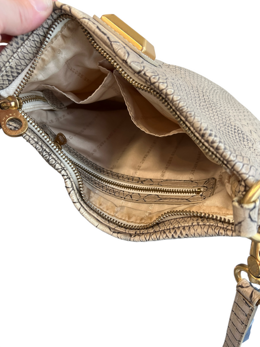Marc Jacobs Beige Leather Gold hardware Animal Print Zip closure Crossbody Bag Beige / S